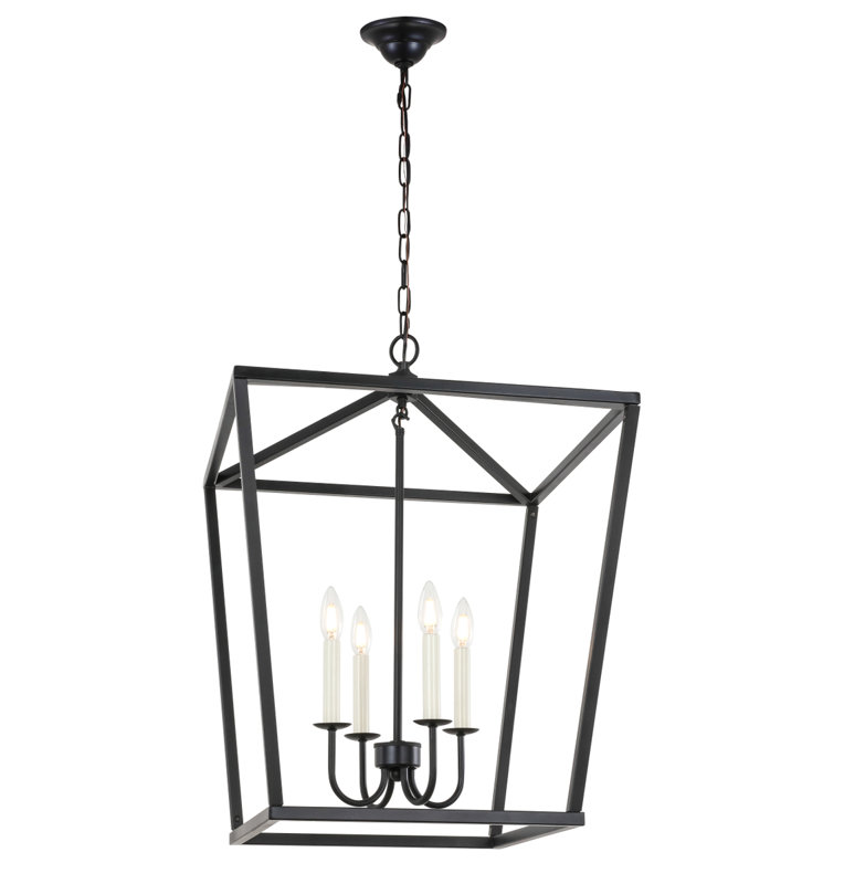 Lustre carré Myler, Noir, 4 lumières, H 26,6 po x l 20 po x P 20 po