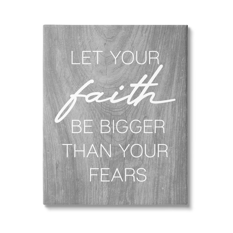 «Faith Bigger Than Fears», citation «Rustic Style» par Lil 'Rue - Art textuel, Toile tendue, H 20 po x l 16 po x P 1,5 po