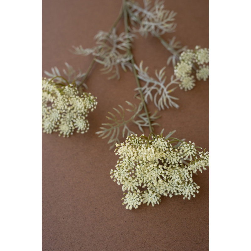  Artificial Lace Flower Spray 34"L – White Textured Botanical Stem, Set of 6