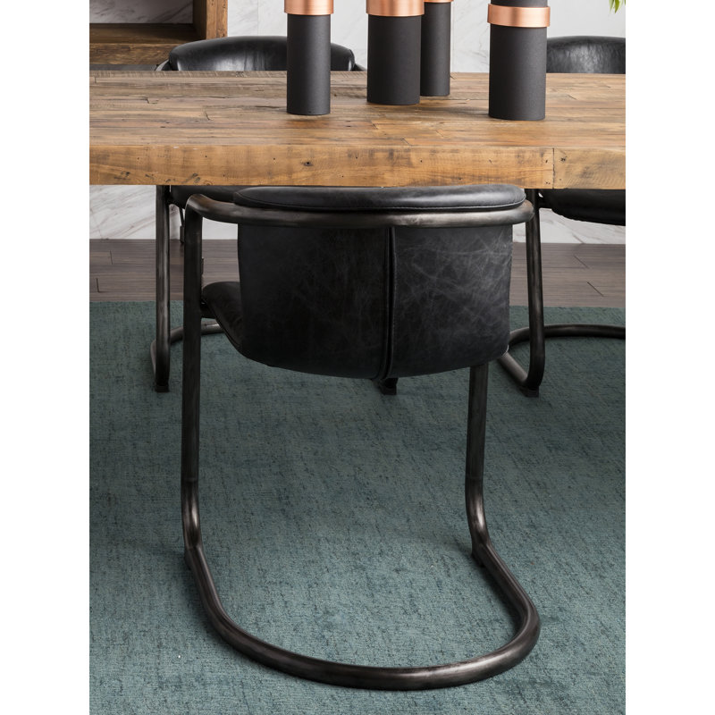 Freeman Bar Stool, Black Genuine Leather