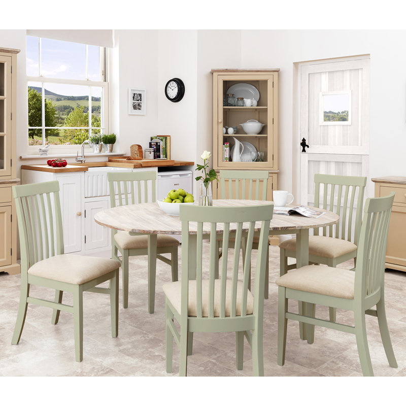 Chatham Extendable Round Solid Wood Top Dining Table, Sage Green