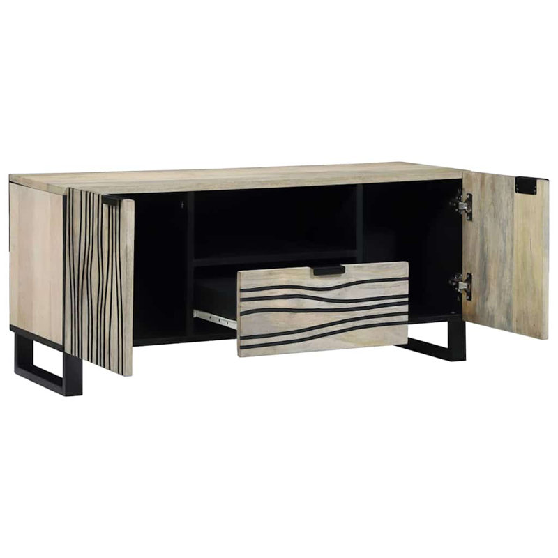 TV Cabinet With Drawer 105 X 33 X 46 Cm Solid Mango Wood, Gray