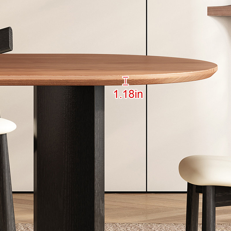 Table de salle à manger ovale en bois de frêne, H 29,52 po x L 78,74 po x l 39,37 po, Brun, Noir, noir, noir, noir