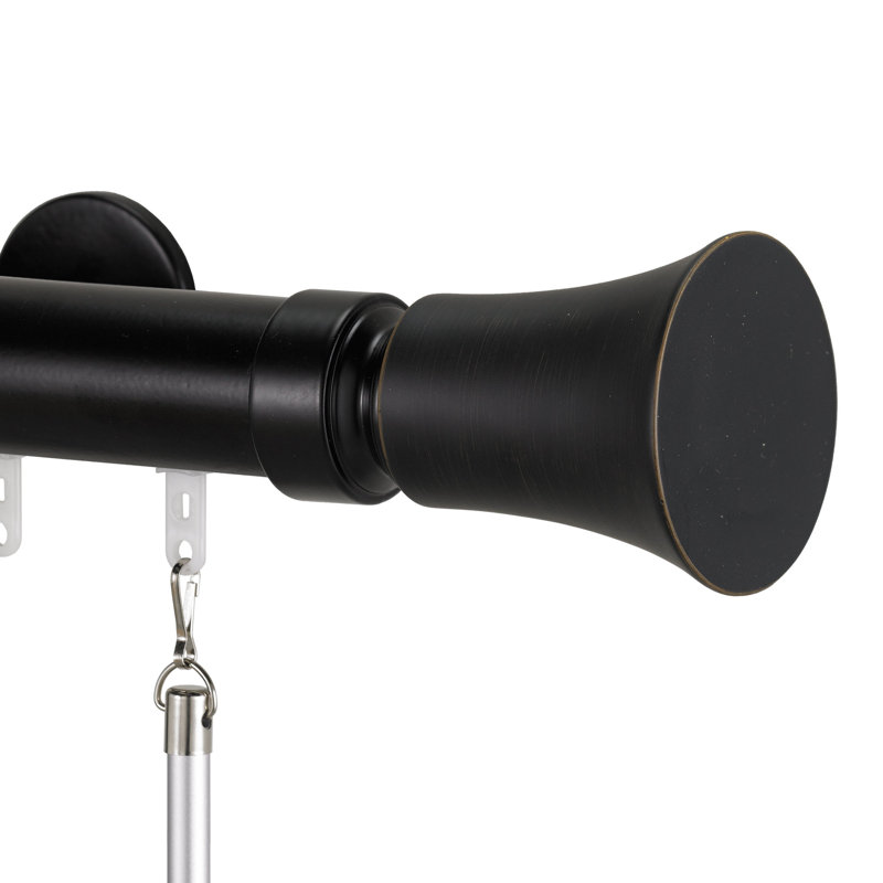 Tama Single Curtain Rod, Black, 3.5" H x 72" W x 3.75" D