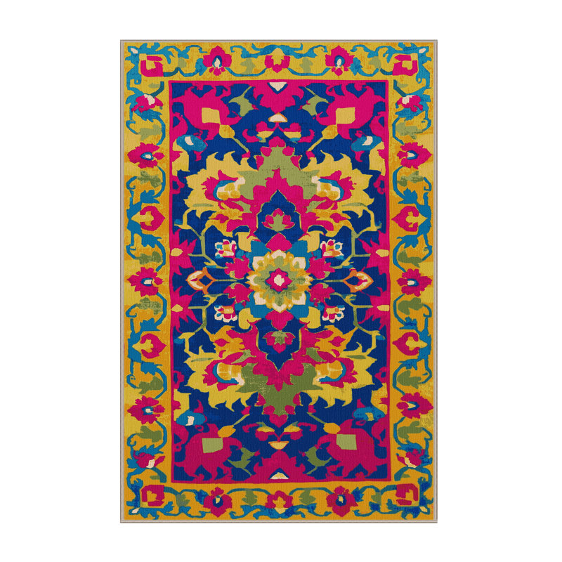 Machine Washable Tabriz Brown Area Rug, Rectangle 6' x 9'