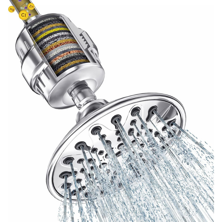 Shower Head With Filters 20 Stage High-Pressure Hard Water Filter 6 Spray Settings Filtered Shower Head With Water Softener Filter Cartridge For Remove Chlorine And Harmful Substances