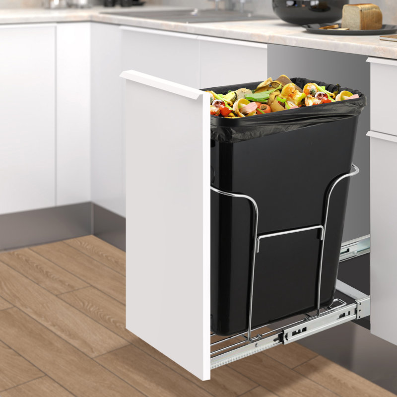 Stainless Steel Kitchen Rubbish Bin, 27.3 Quarts, Black