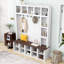 Arbre d'entrée moderne en bois avec banc, tablettes réglables, rangement pour chaussures et crochets pour le vestibule-1451666788