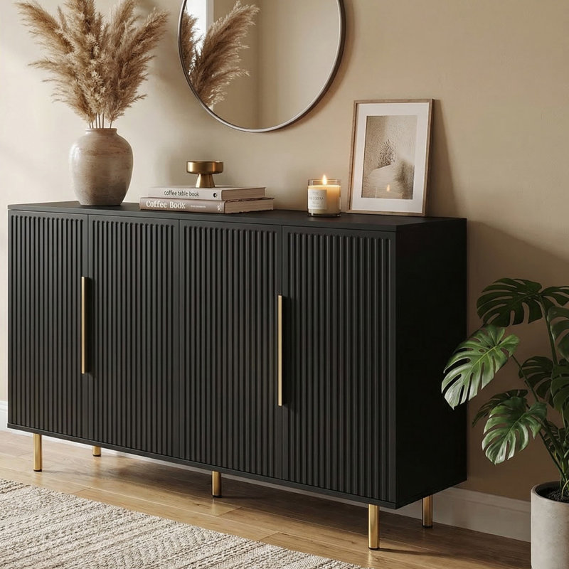 Console de 57 po avec 57 po, Noir