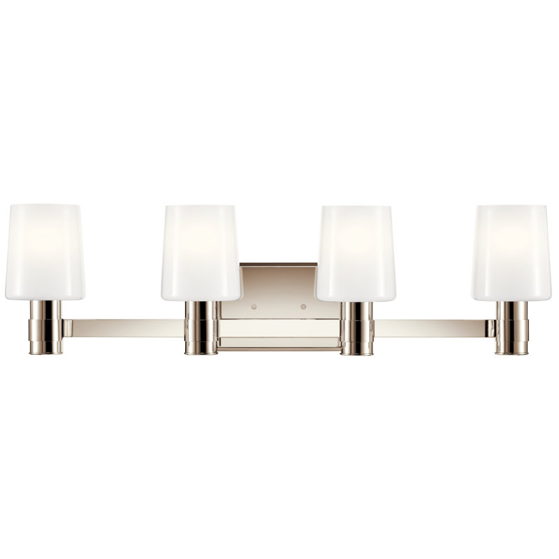 Polished Nickel 4-Light Vanity with Opal Glass Shades