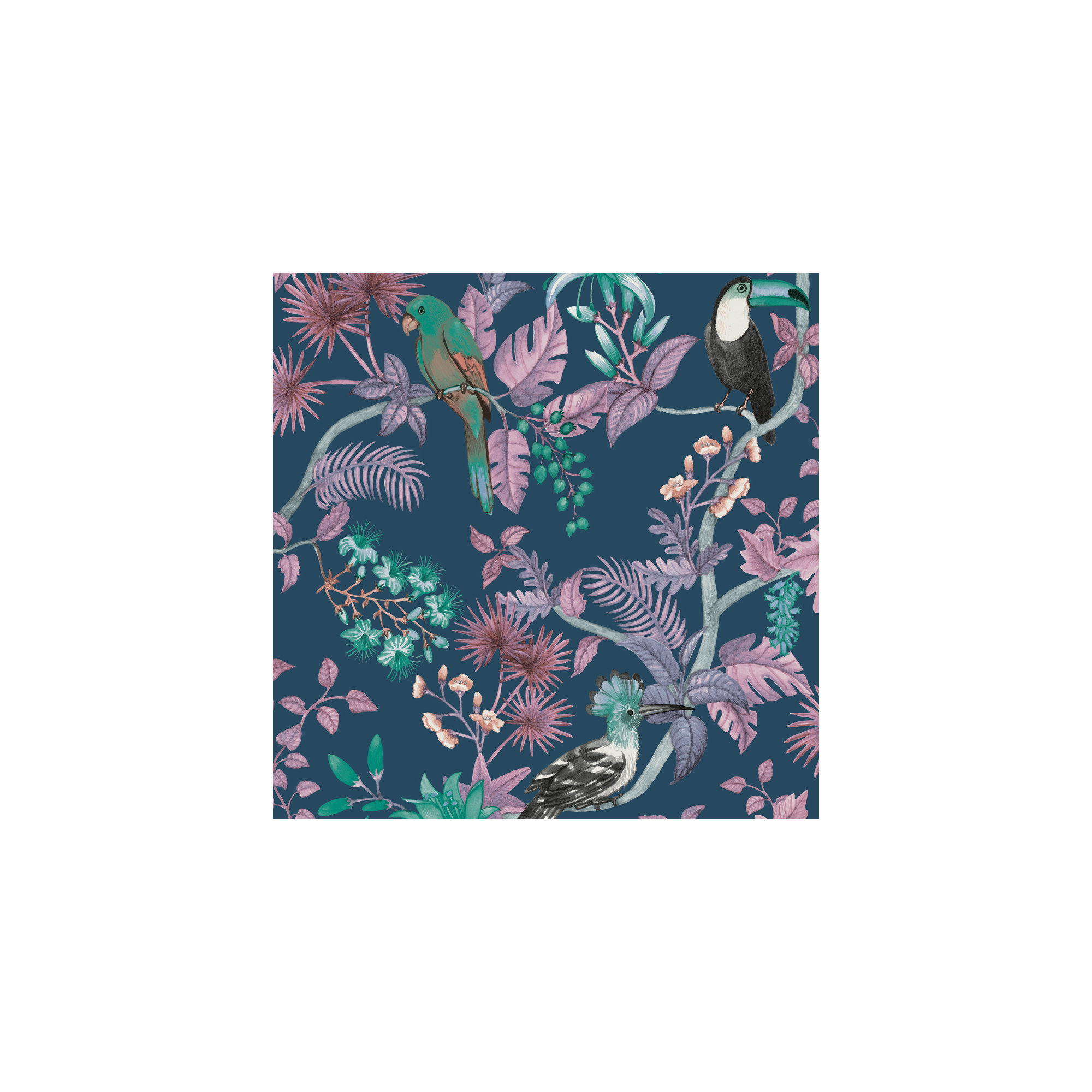 Birds of Paradise Peel and Stick Wallpaper, Blue