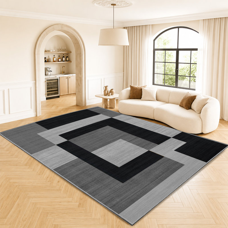 Abstract Machine Printed Shag Area Rug, Rectangle 40 x 60 cm