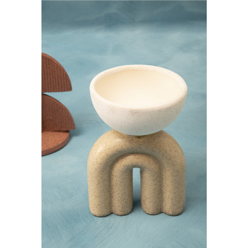 Stone Tabletop Candlestick, Cream