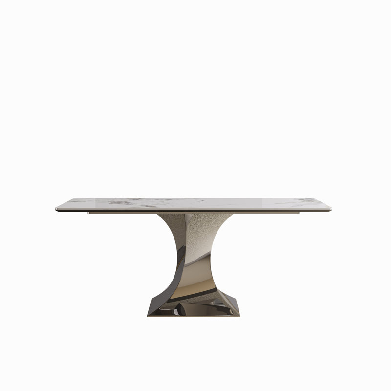 Table de salle à manger moderne en pierre frittée de style épuré et polyvalente