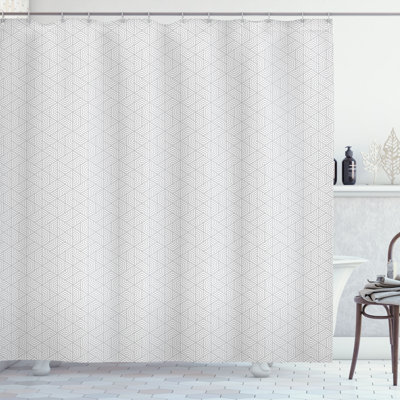 East Urban Home Grey Geometric Shower Curtain Simplistic Lattice Pale Grey White 82213
