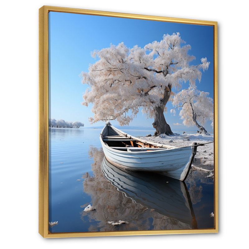 Benfeito White Lake Silent Waters II, reproduction d'art sur toile, H 32 po x l 24 po x P 1 po, Encadrement doré