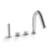 Acquaco Linki Puro Deck Mount Four-Hole Two Handle Bathtub Faucet with Hand Shower with 8'' Spout Reach