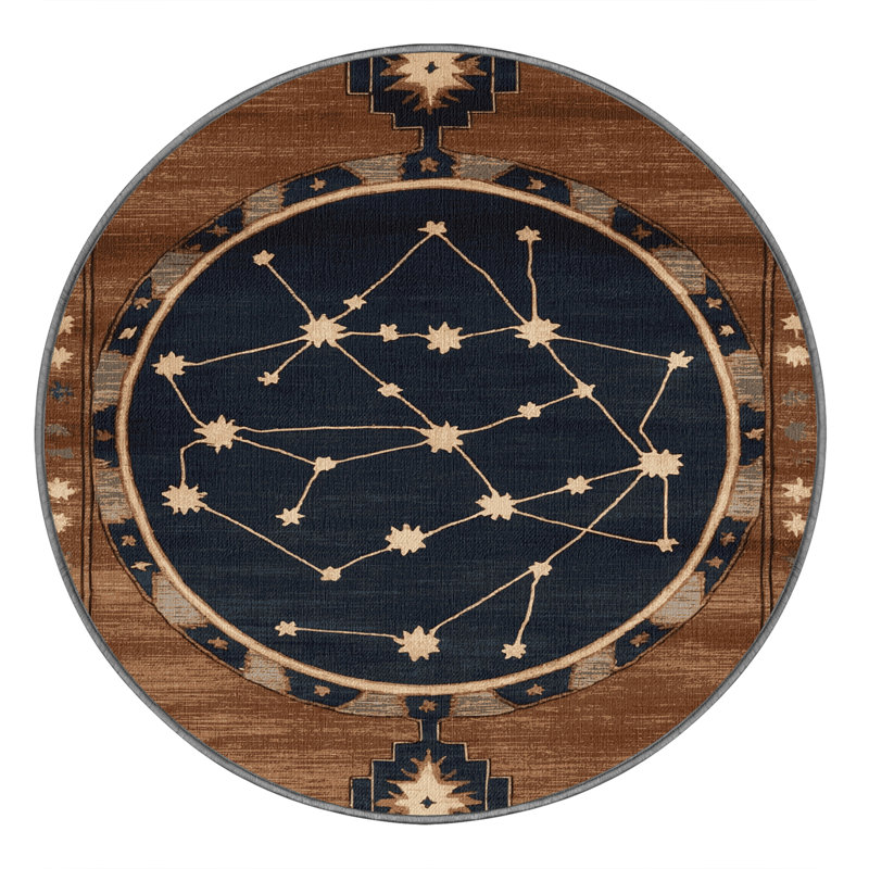 Tapis brun lavable à la machine, Rond 8 pi
