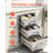 Outdoor Kitchen Drawers, 22"W x 20"H x 14"D, 3-Tier Storage Access, for BBQ Island Storage, Patio Bars and Grill Station, with Handle, Built-In BBQ Island Drawers Organize Cookware Accessories
