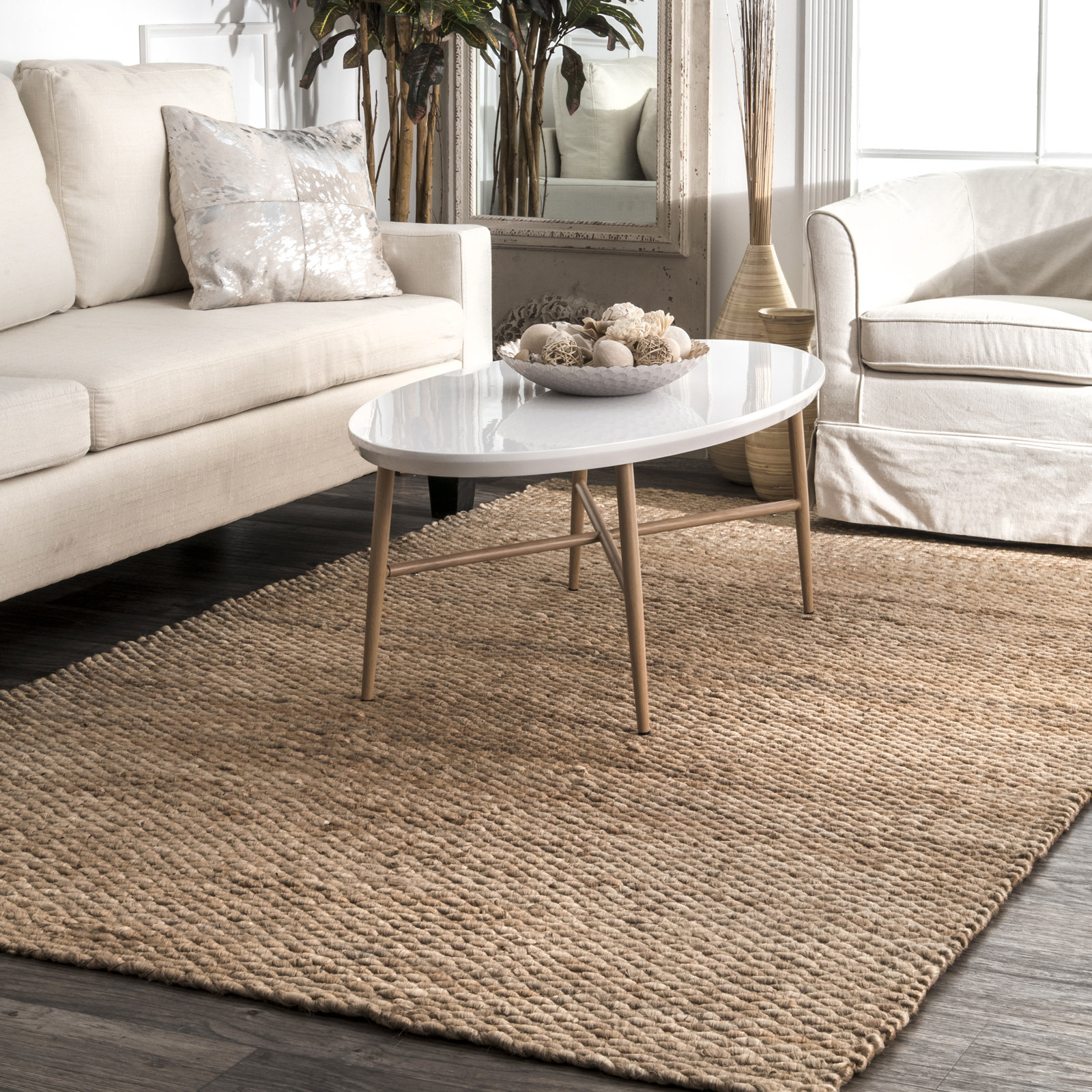Handmade Jute / Sisal Natural Rug, Rectangle 7'6" x 9'6"