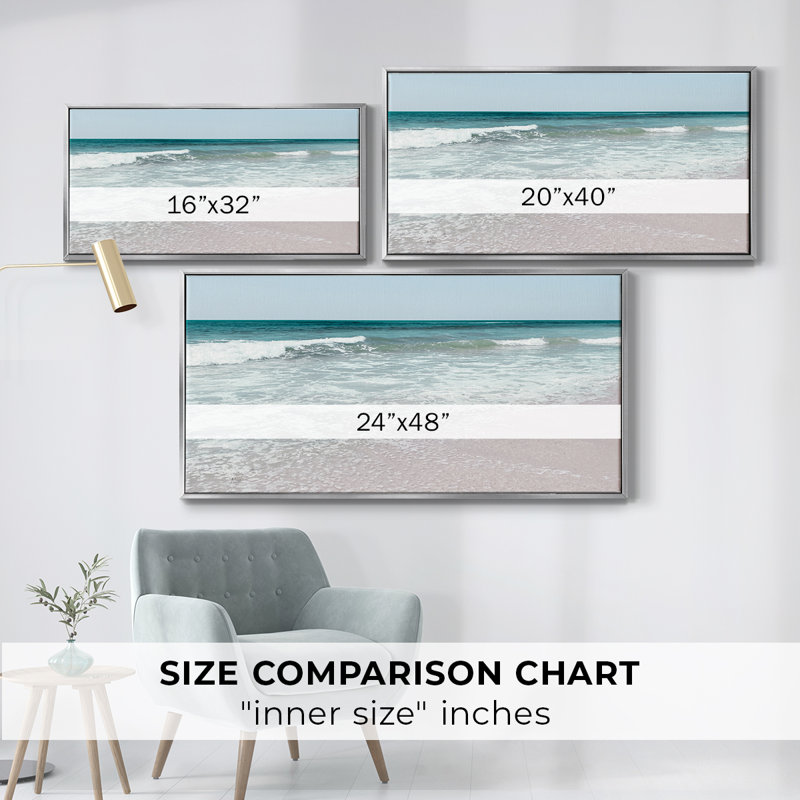 Shoreline Pleasure - Toile tendue avec châssis tendue, prête à être accrochée, H 21 po x l 41 po, Argent argent