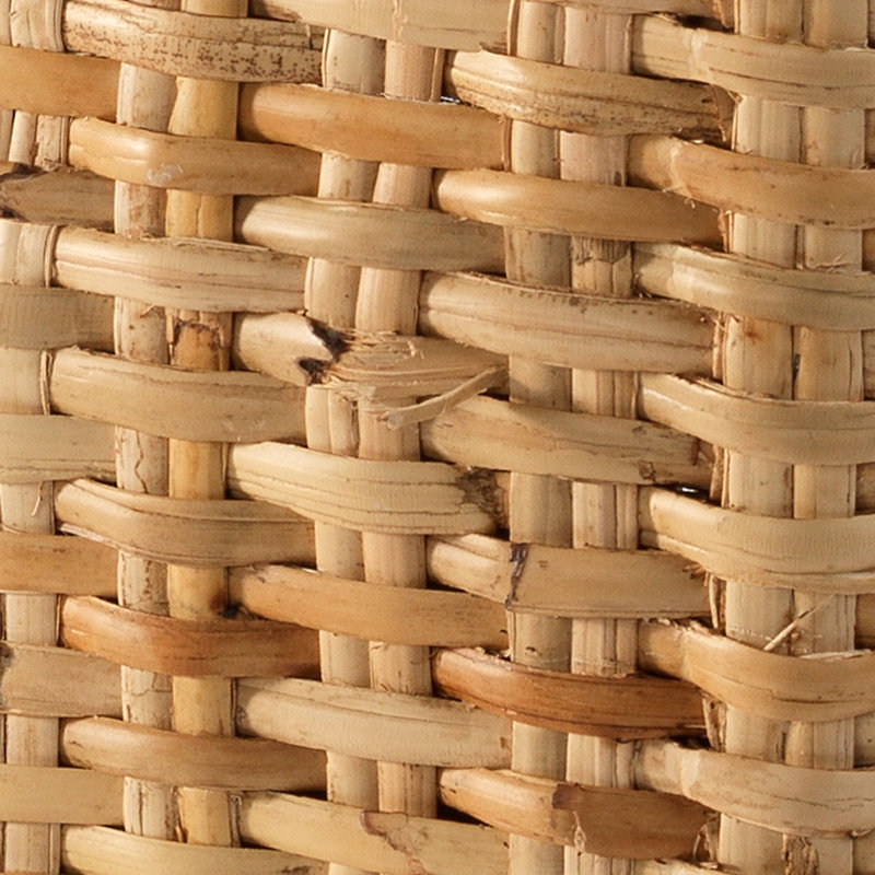 Natural Beige Handwoven Rattan Coastal Ottoman