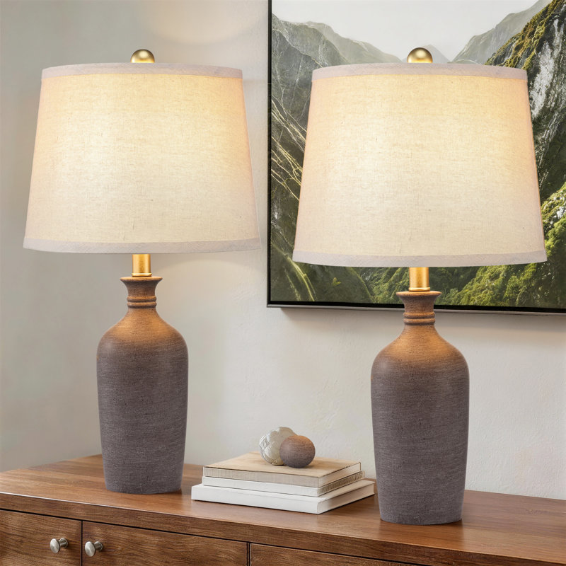 Ensemble de lampes de table en céramique de 23 po ChenJoss, convient aux chambres à coucher, aux salons, aux bureaux et aux bureaux (ensemble de 2)