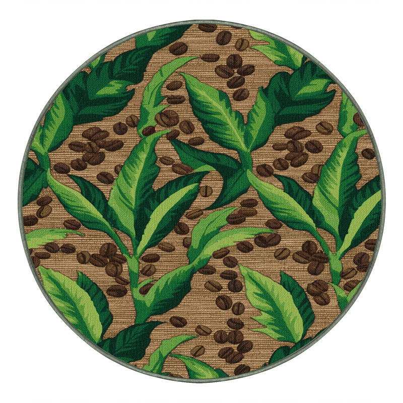  Tapis hawaïen lavable Coffee Plants, Rond 6 pi