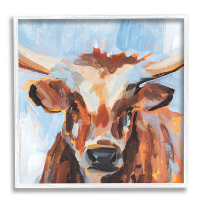 Peinture de la vache de ferme bleue moderne, coups de pinceau par Annie Warren