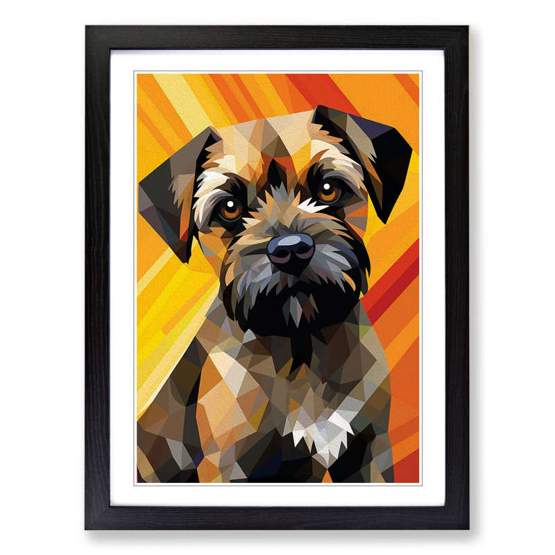 Border Terrier Op No.2 - Single Picture Frame Print on Wood, Black Framed, 46cm H x 34cm W x 2cm D
