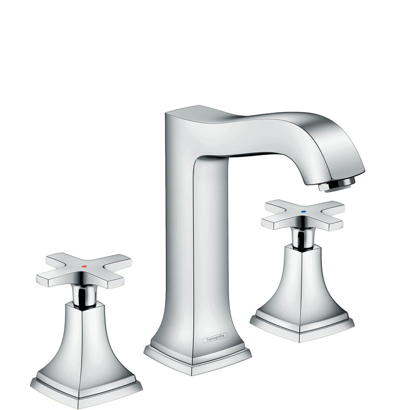 Hansgrohe Metropol Classic Widespread Faucet 160 with Cross Handles and Drain Assembly, 1.2 GPM, Chrome