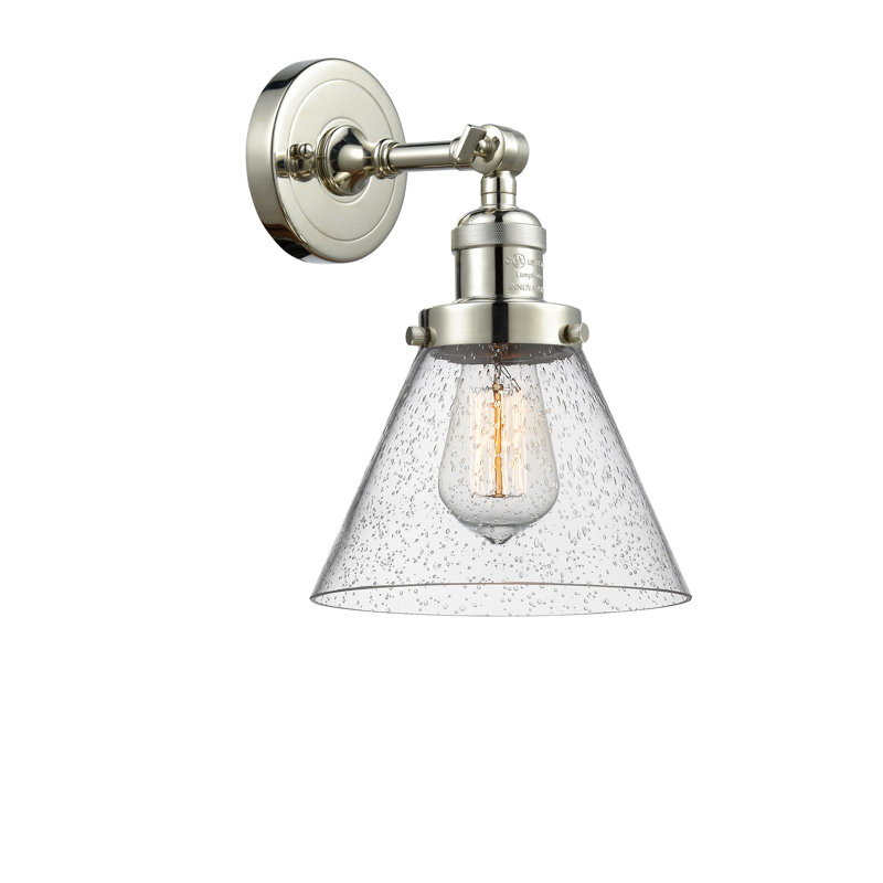 Agustine Glass Semi Flush Mount, Polished Nickel, 13.5" H x 7.75" W x 7.75" D