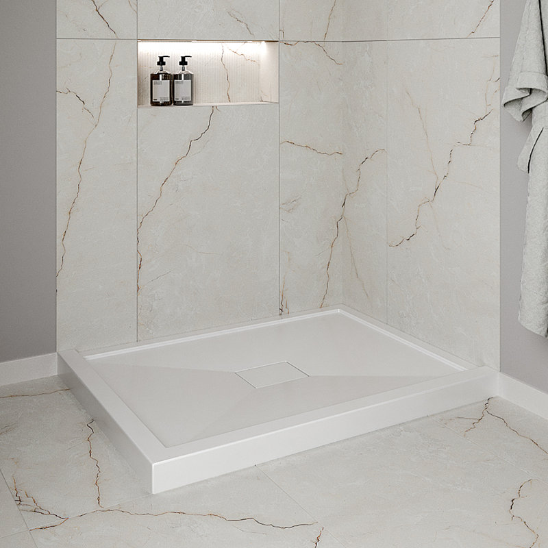 48 in. x 36 in. Corner Acrylic Shower Base in Glossy White With Center Drain, Drain Included, Glossy White