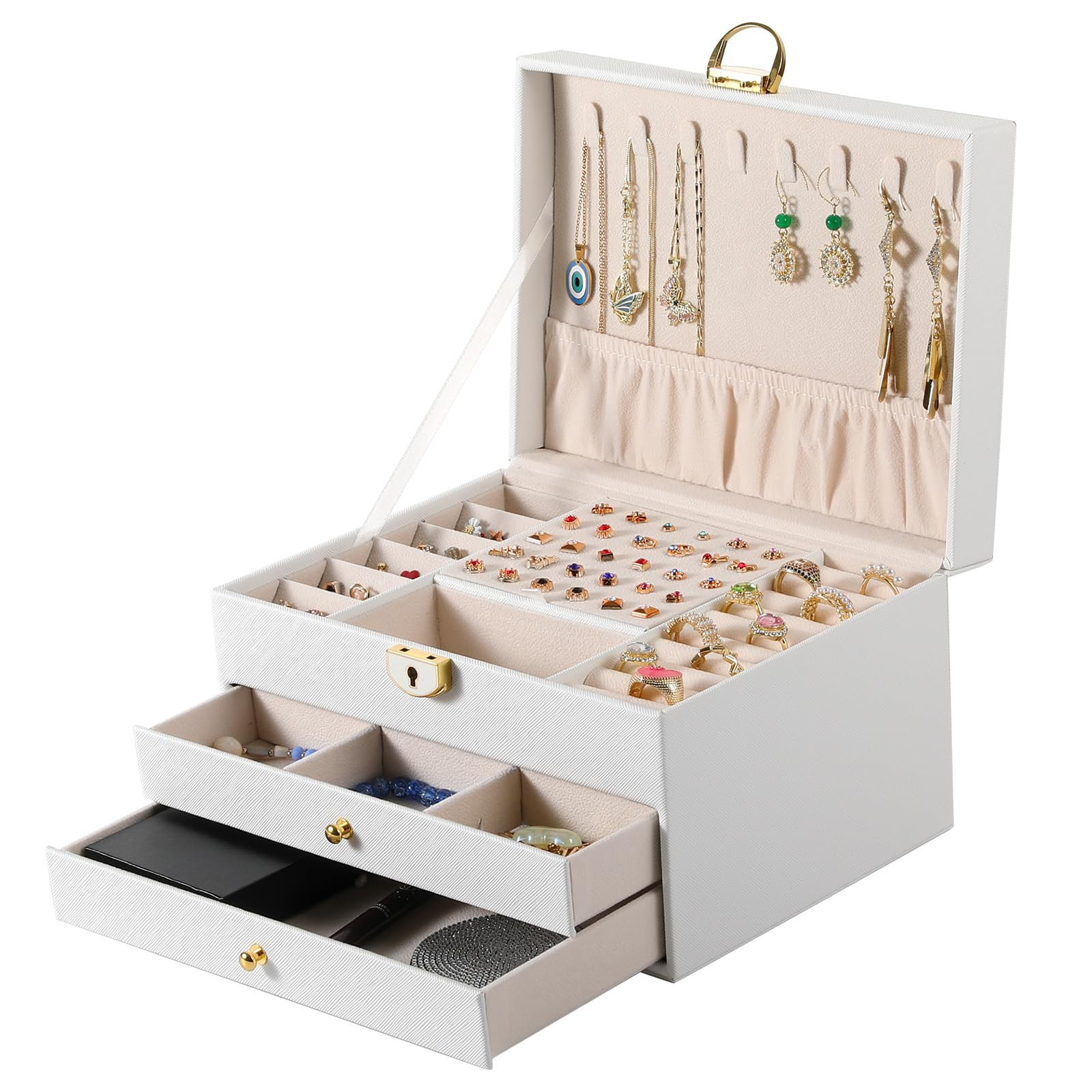 Everly Quinn 3 Layer Jewellery Box, Jewellery Holder Organizer With ...