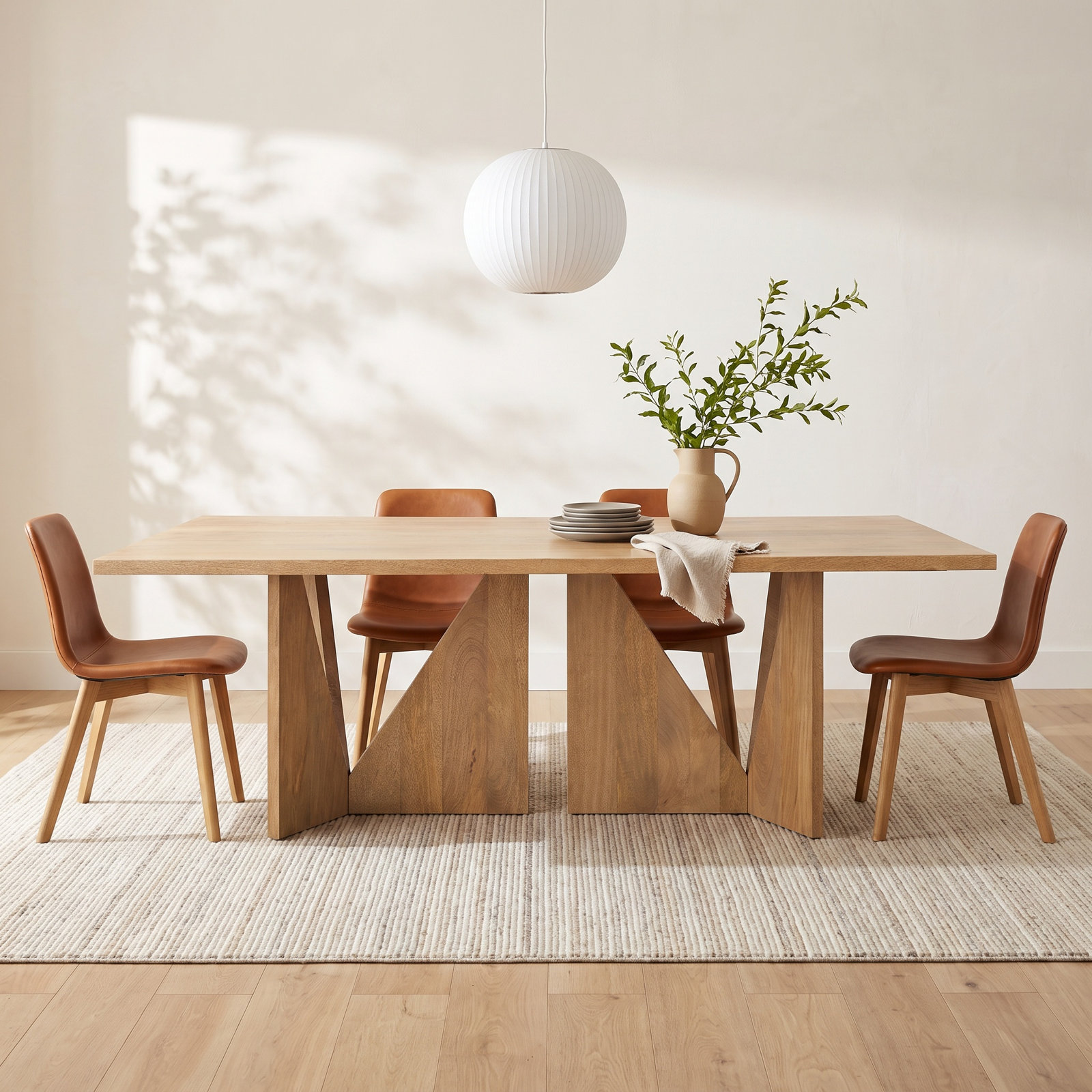 Gillespie 84" Geometric Cutout Base Dining Table, Brown