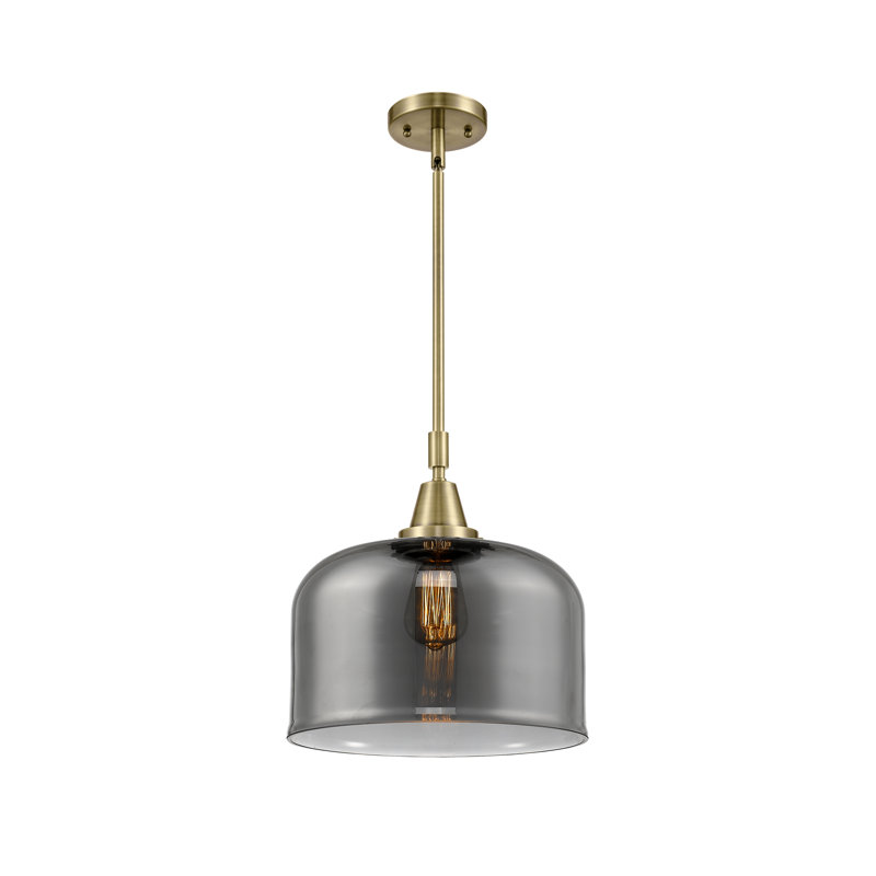 Lesher 1 - Light Single Pendant, Matte White, 47.12" H x 12" W x 12" D, Brushed Brass