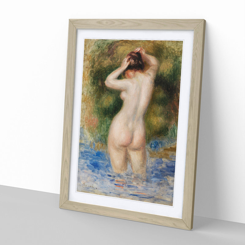 Bather by Pierre-Auguste Renoir - Picture Frame Painting, 36cm H x 27cm W x 2cm D, Oak