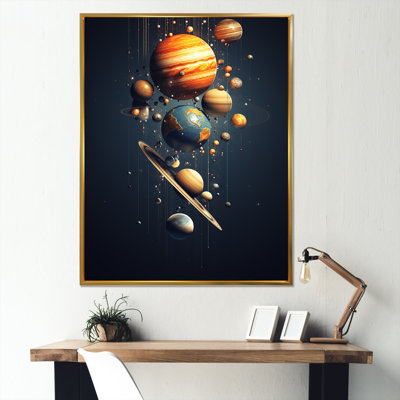 Art mural bleu et orange, planète Odyssey IV