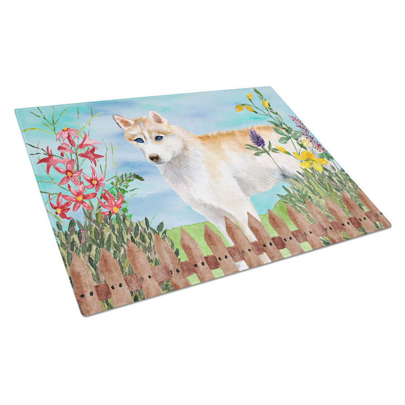 Planche à découper à ressorts en verre trempé caroline, Husky sibérien