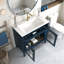 Meuble-lavabo de style maison de campagne de style Mid-Century 35,6 po avec lavabo, meuble-lavabo autoportant avec porte en verre à motif et éclairage à détecteur de mouvement-343687633