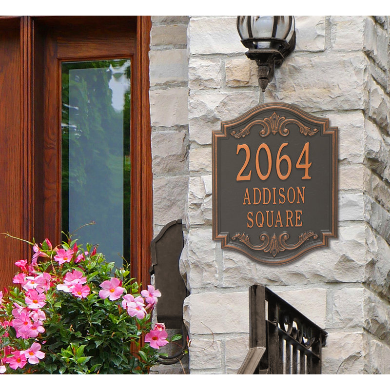 Signature Series 3-Line Wall Address Plaque, Forged Copper, Copper, Yes