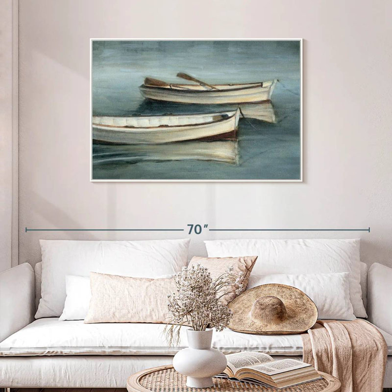 Petites eaux calmes I, Cadre flottant blanc, 43 po x 29 po