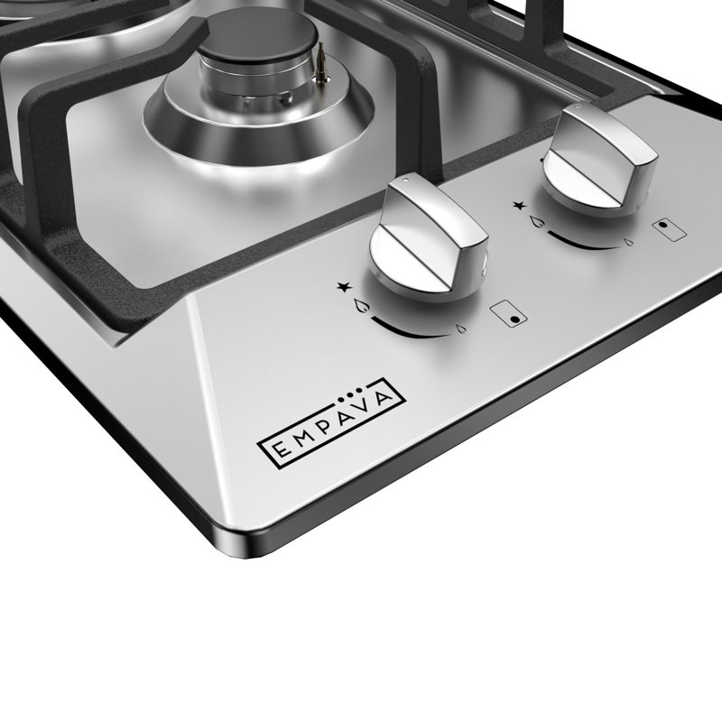 Plaque de cuisson au gaz en acier inoxydable de 12 po Empava, 2 brûleurs SABAF importés d'Italie, plaque de cuisson au gaz pour cuisinière, convertible au gaz naturel / gaz de pétrole liquéfié