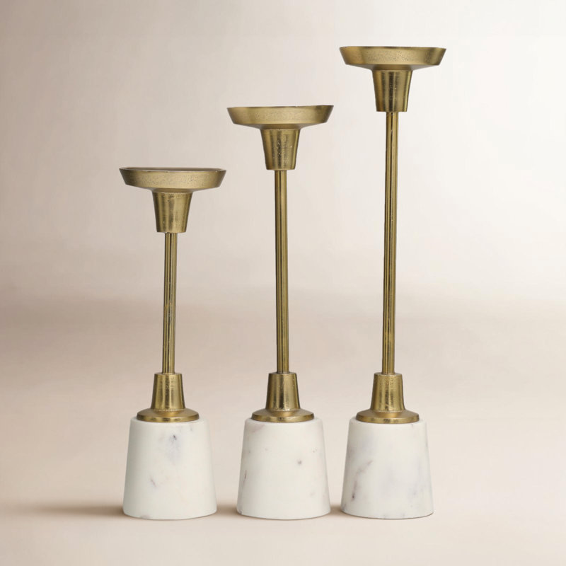 15.40'' H Tabletop Pillar, Gold/White