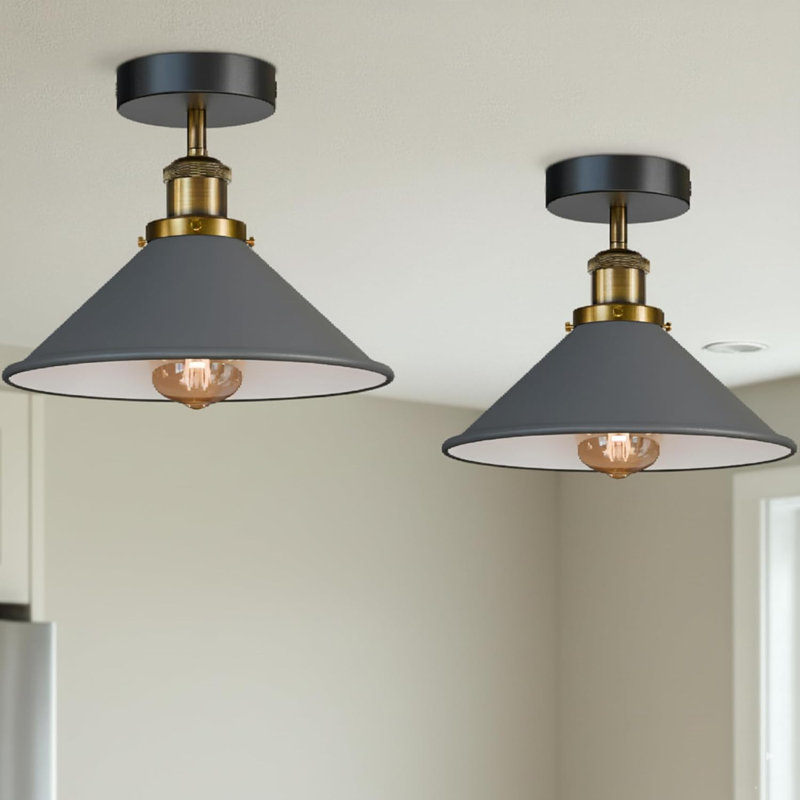 Semi Flush Mount, Black, Grey