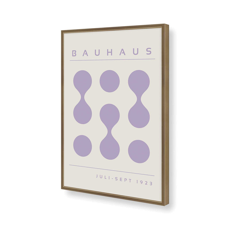 Mauve Bauhaus Flow I, impression, Reproduction encadrée sans passe-partout, Or brossé, H 37,25 po x l 25,25 po x P 1,25 po