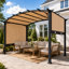 Pergola d'extérieur cintrée en acier Sunjoy Lindt 9 x 11 pi avec auvent ajustable