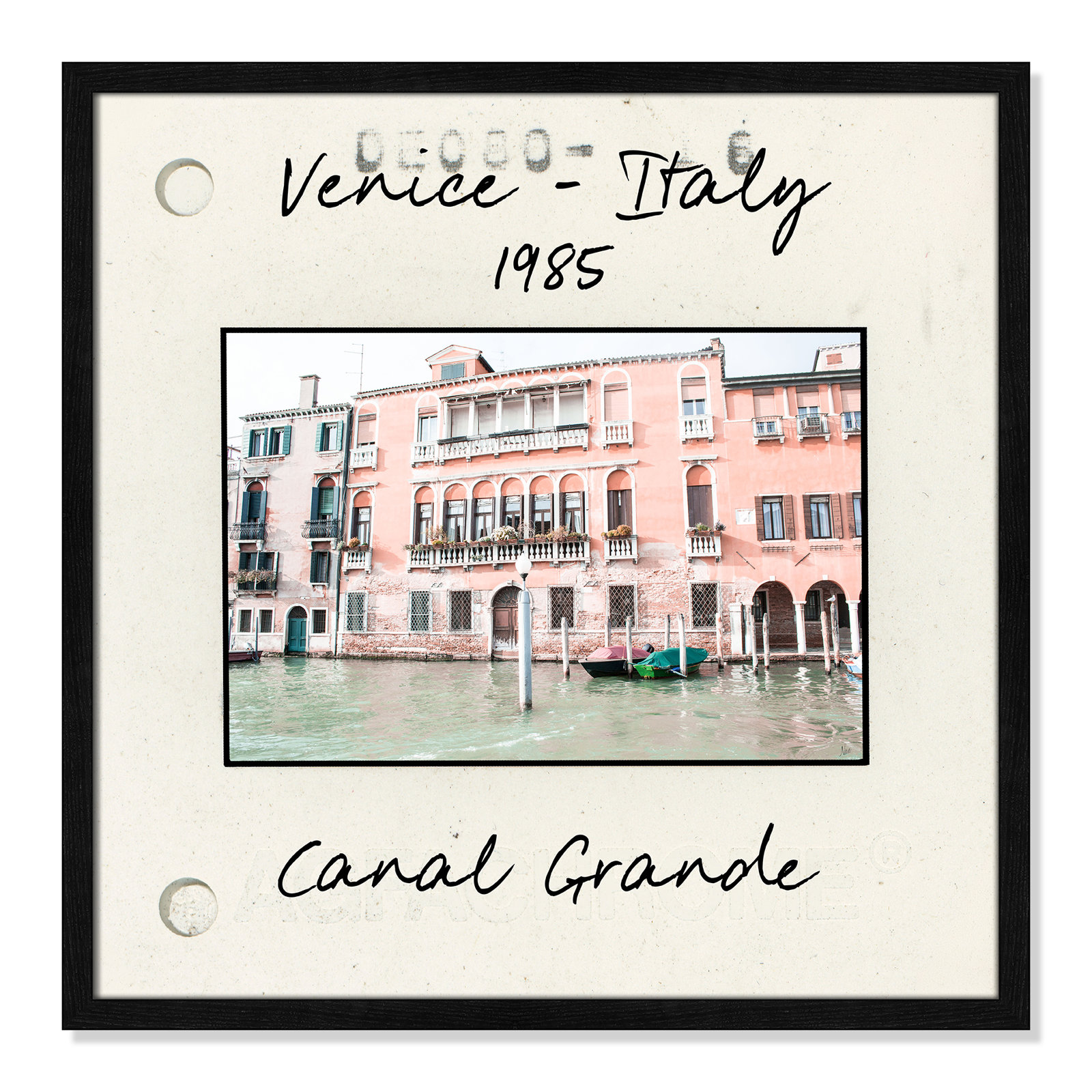 Travel Slide Collection "Venice, Italy - Grand Canal" Print, Black Single Picture Framed Paper, 23.5" H x 23.5" W x 0.75" D