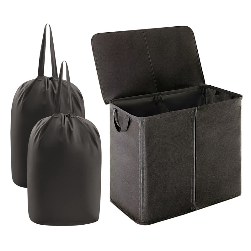 Canvas Laundry Hamper with Handles, Black