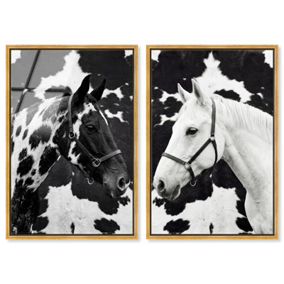 Ensemble Yin Yang, tableau mural en verre acrylique brillant, motif d'animaux, par Oliver Gal, lot de 2
